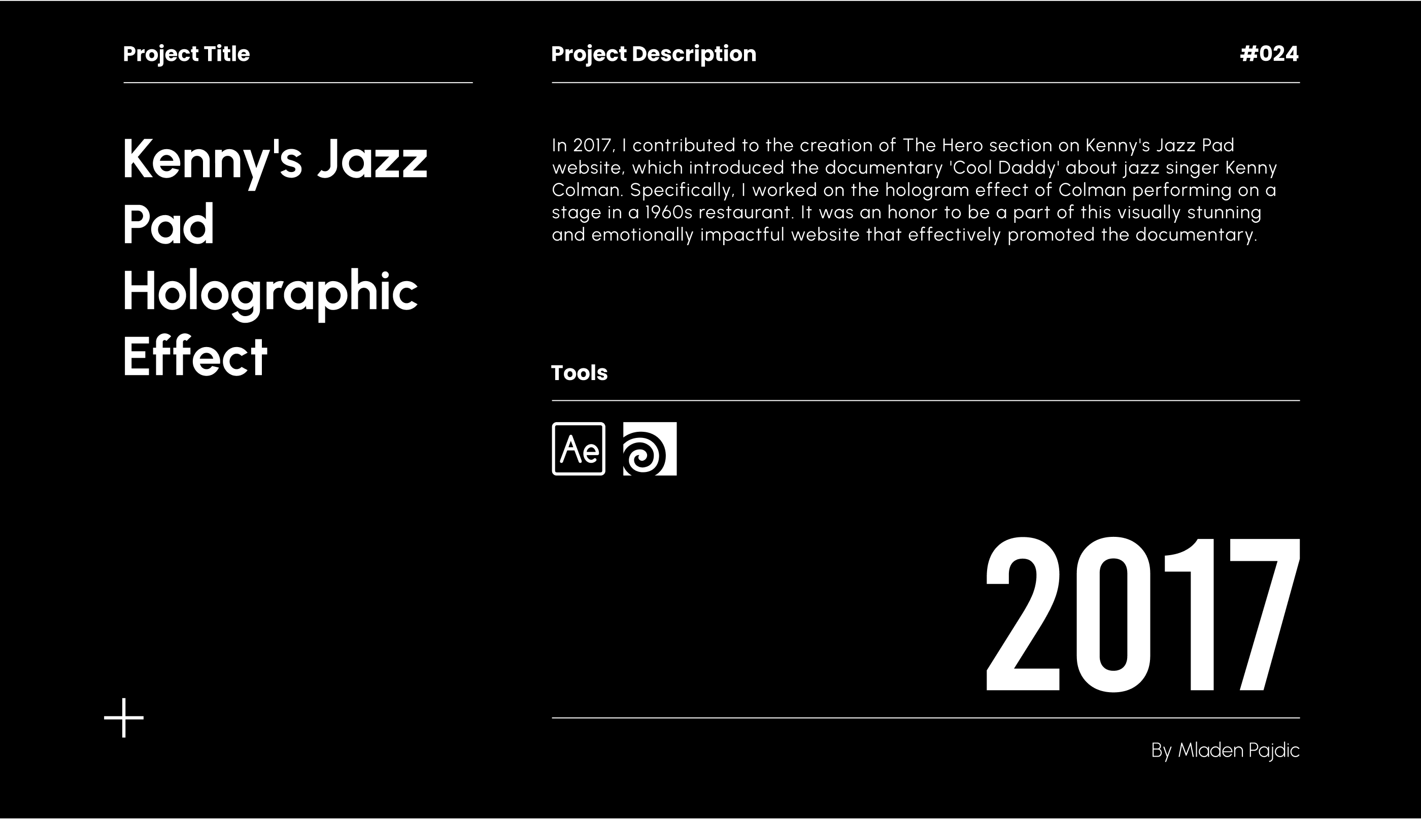 Original Behance presentation frame from Kenny's Jazz Pad — Holographic Effect.